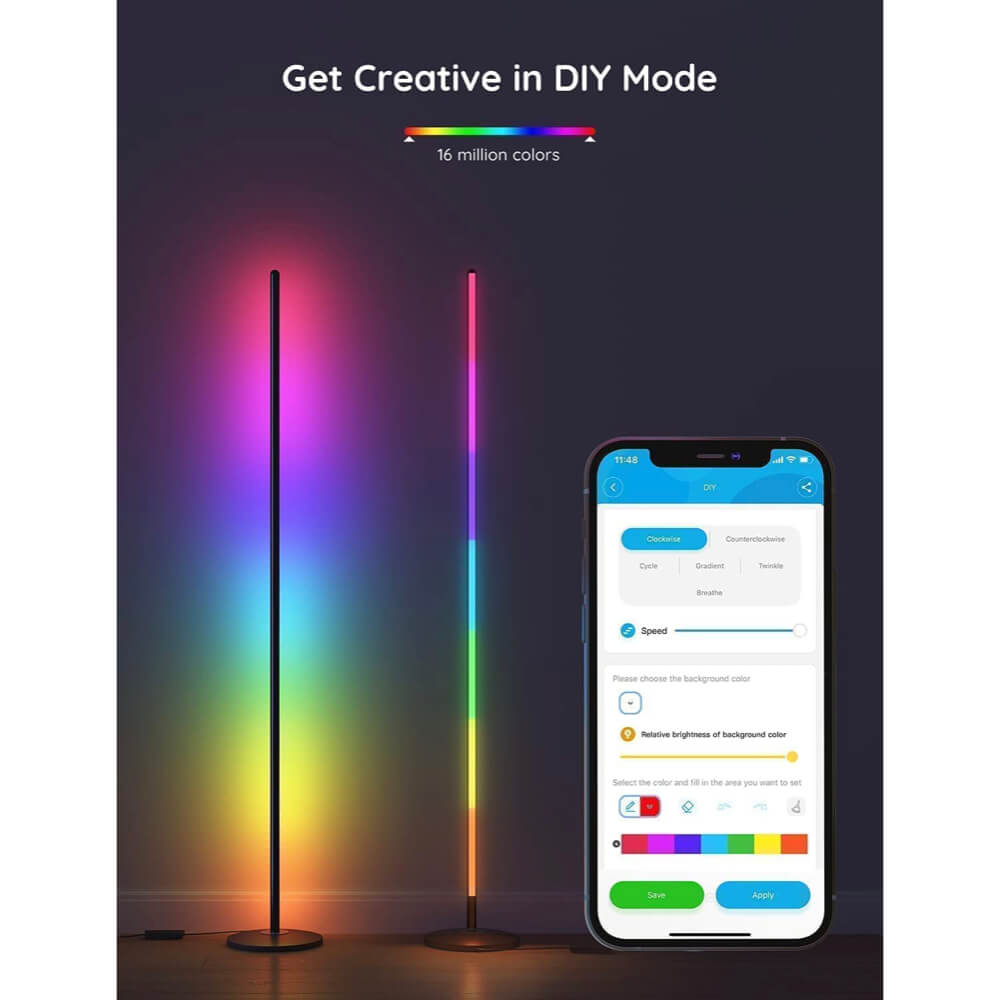 ไฟตั้งพื้น GOVEE RGBICW SMART CORNER FLOOR LAMP 24 วัตต์ 16 ล้านสี_6
